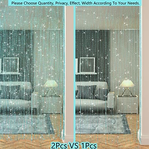 Glitter Beaded Curtain Panel Blue 39x79 Inches