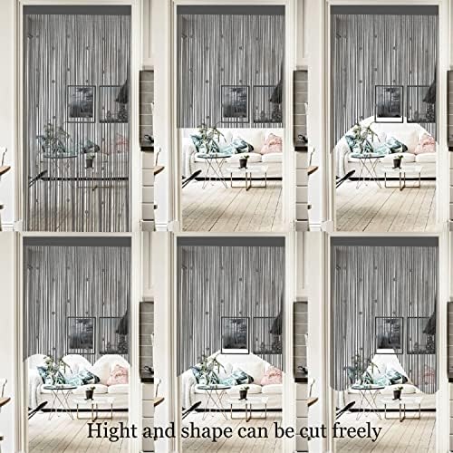 Beads Curtain Door String Curtains for Bedroom Closet Drapes Grey 39x110in