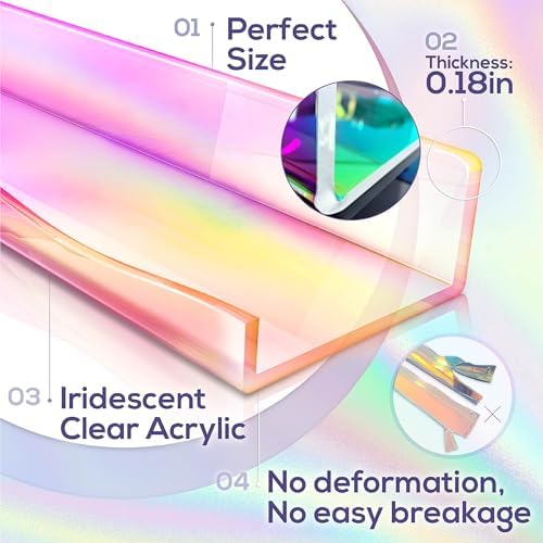 YMVV Iridescent Clear Floating Wall Shelf 4 Pack