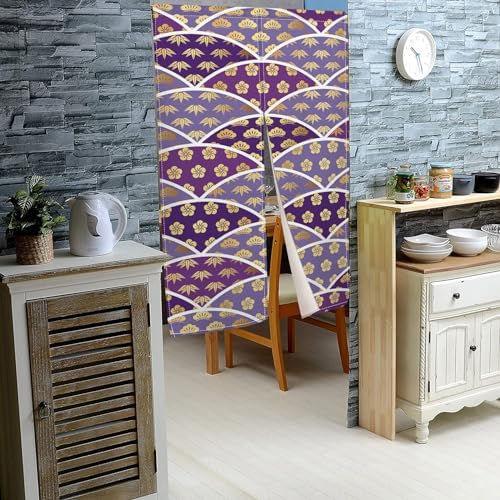 Japanese Noren Door Curtain 335 x 709 with Flower Pattern