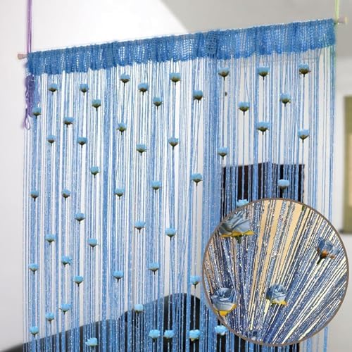 Generic Rose Thread Door Curtain 100x200cm Blue