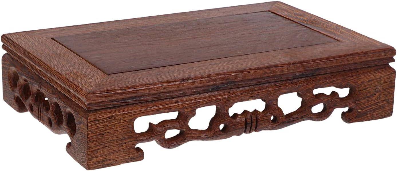 LOGOFUN Rectangular Wood Display Stand for Home Decor