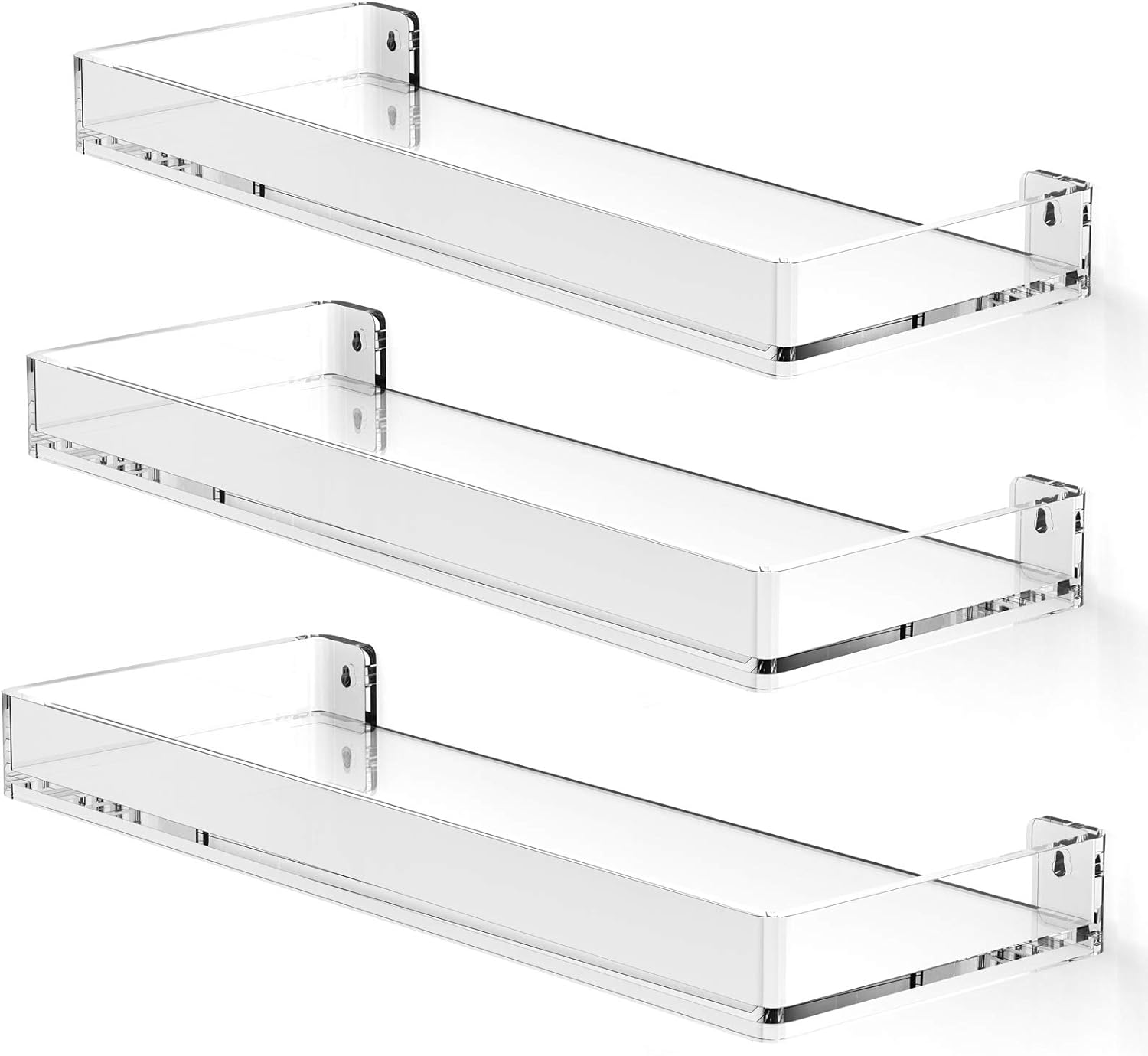 MaxGear Acrylic Floating Shelves Set of 3 Wall Mounted