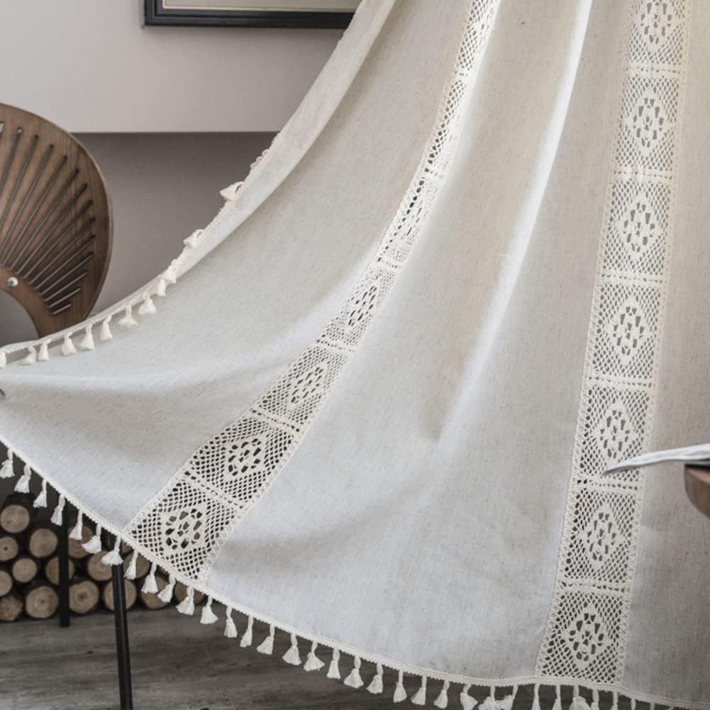 AMZALI Boho Curtains with Tassel Rod Pocket Panel