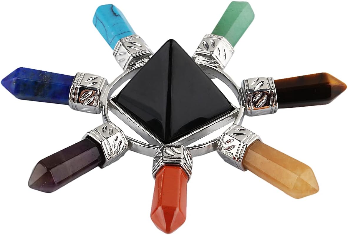 Rockcloud Pyramid Energy Generator with 7 Chakra Stones