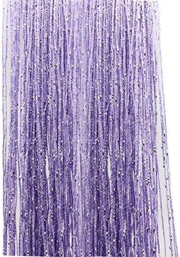 Topixdeals Door Curtain with Silver Ribbon Fringe
