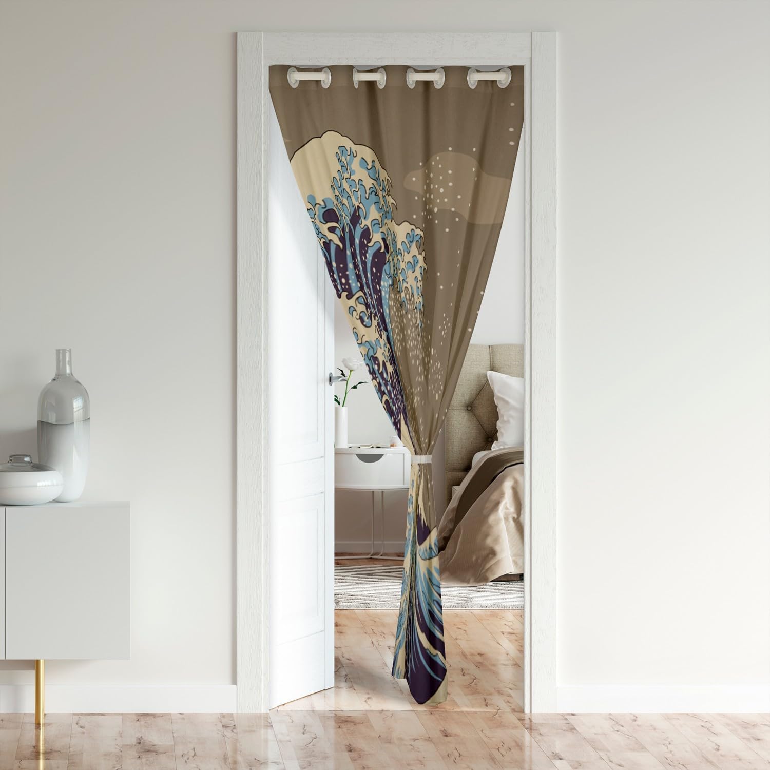 Japanese Ukiyoe Door Curtain for Privacy 34x80 Inch