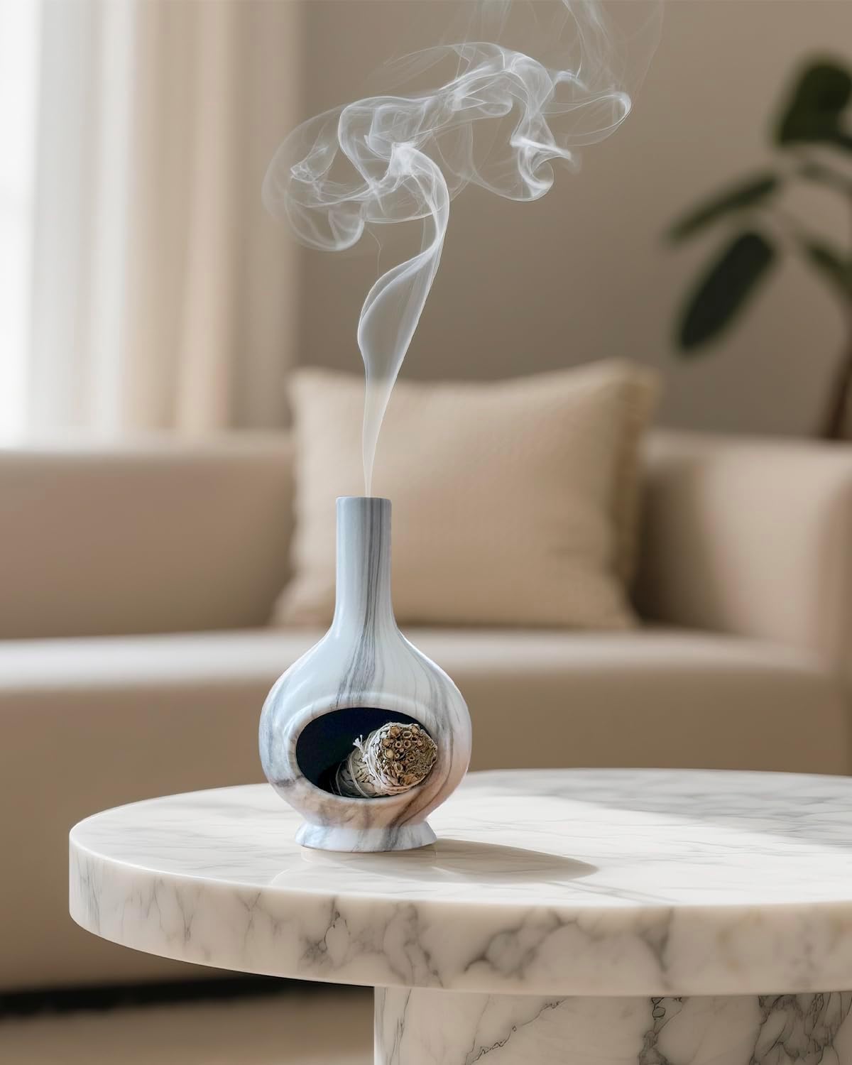 Handmade Marble Incense Holder for Meditation and Sage Burning