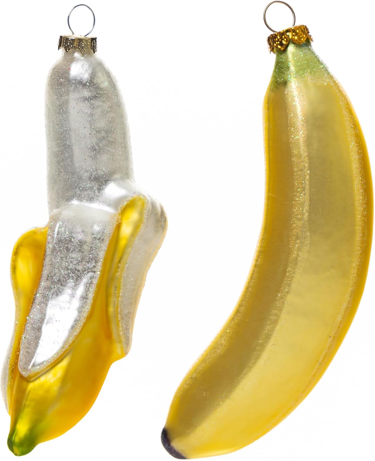2 Count Glass Banana Christmas Ornaments for Tree