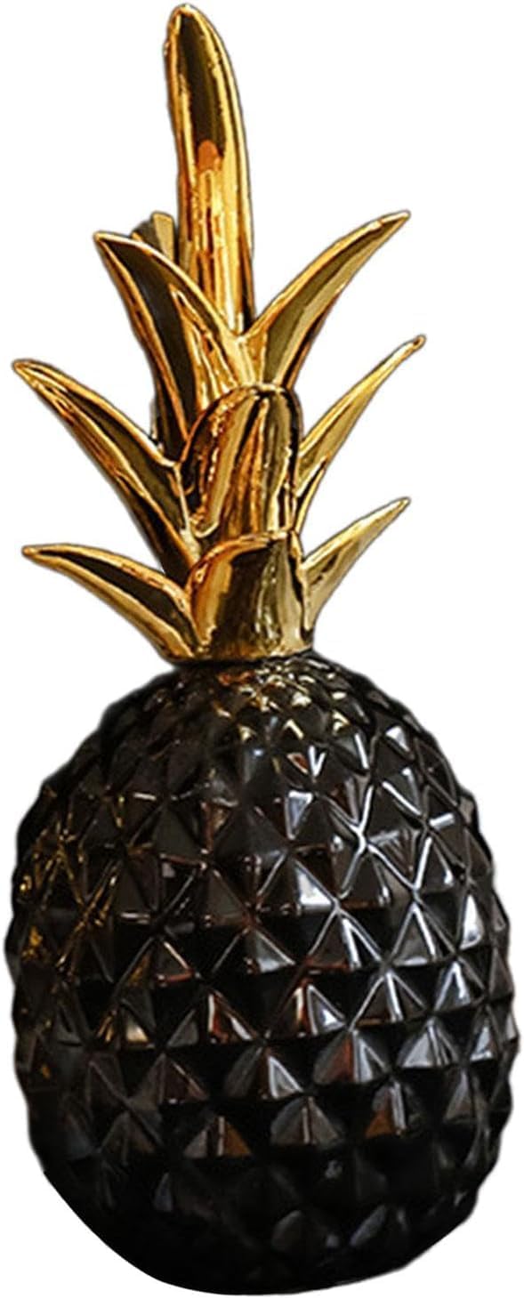 Ceramic Pineapple Ornament for Home Office Party Decor - Black