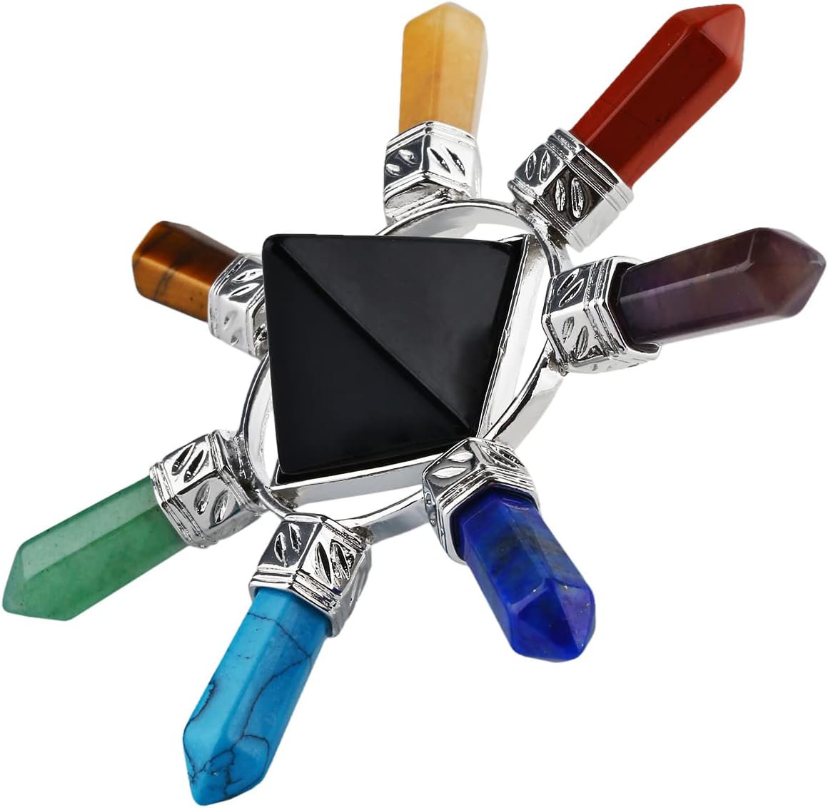 Rockcloud Pyramid Energy Generator with 7 Chakra Stones