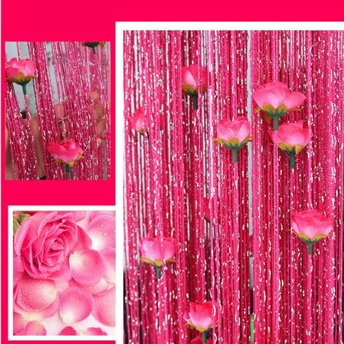 Rose Thread Curtain 39x79 Inch Door Tassel with Red Roses