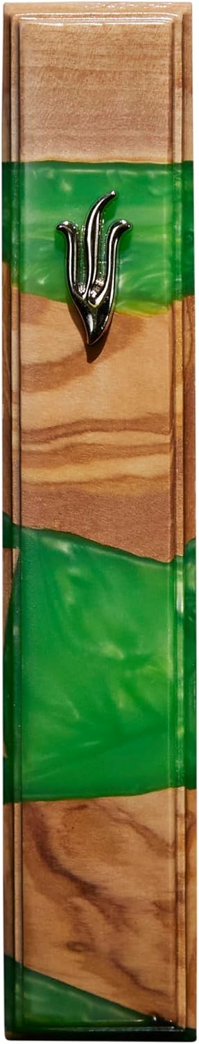 Handcrafted Wood Acrylic Mezuzah Case - Modern Jewish Door Blessing