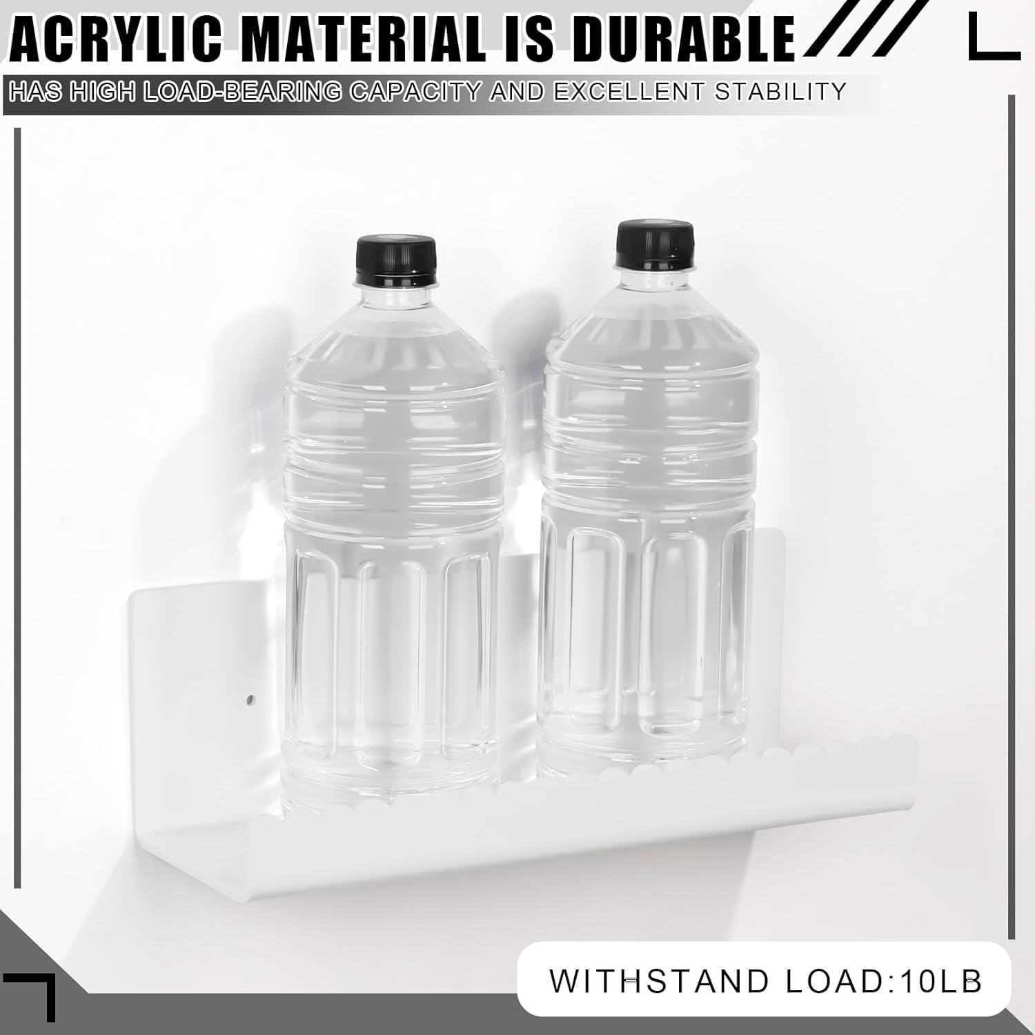 Zioffiel 2 Pack White Acrylic Floating Shelves 118 Wall Organizer