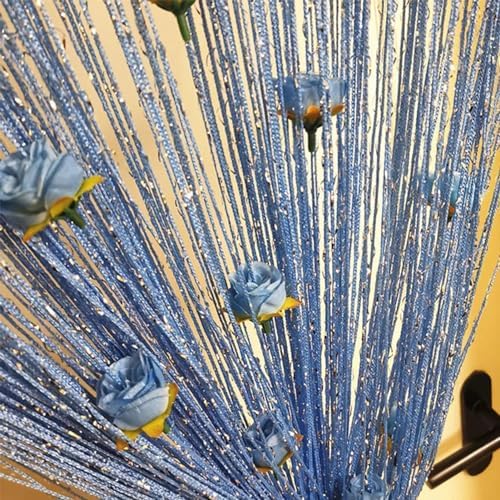Generic Rose Thread Door Curtain 100x200cm Blue