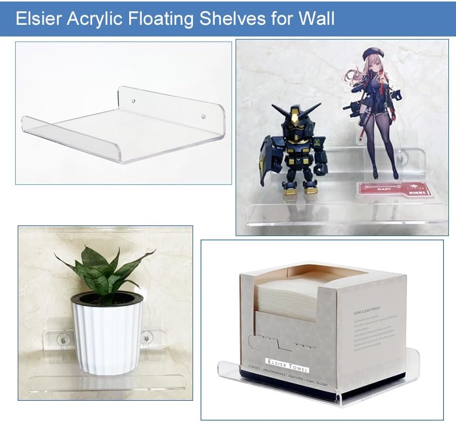 ELSIER Acrylic Floating Shelves for Wall 59 Inch Deep