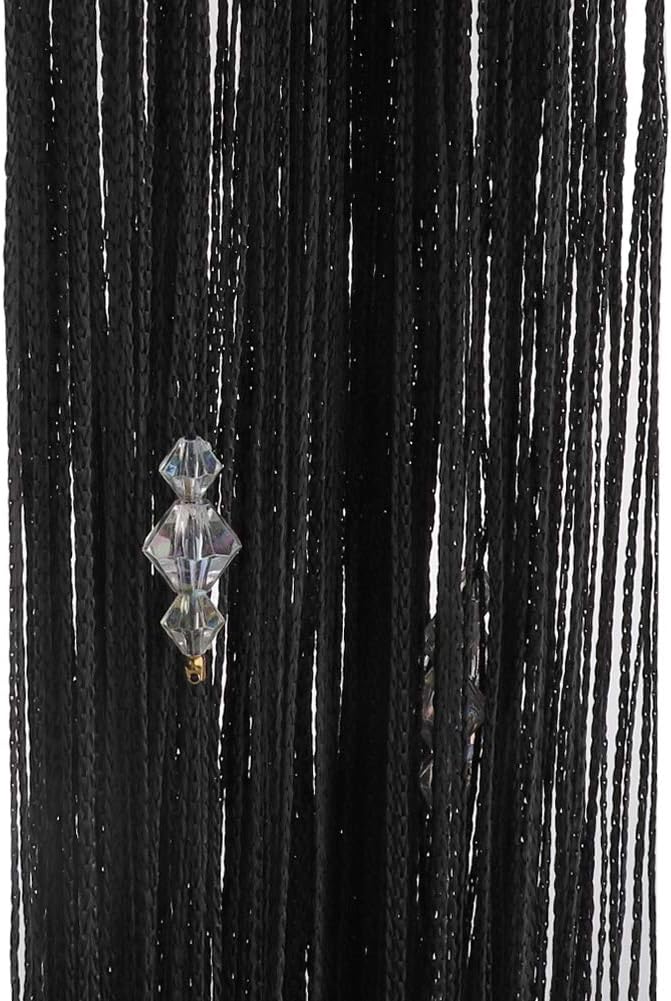 Greenwish Black Beads Curtain with Tassel for Door and Window