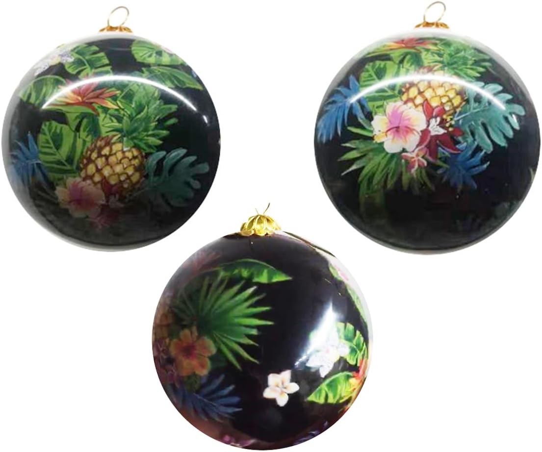 Hand Painted Hawaii Pineapple Tropical Flowers Christmas Tree Ornament