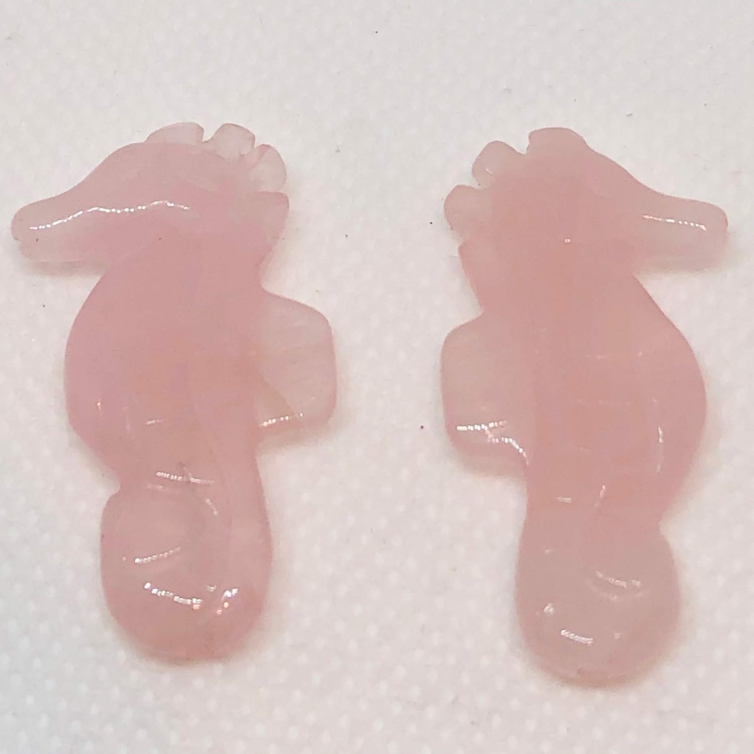 Unique Rose Quartz Carved Seahorse Worry Stone Figurine