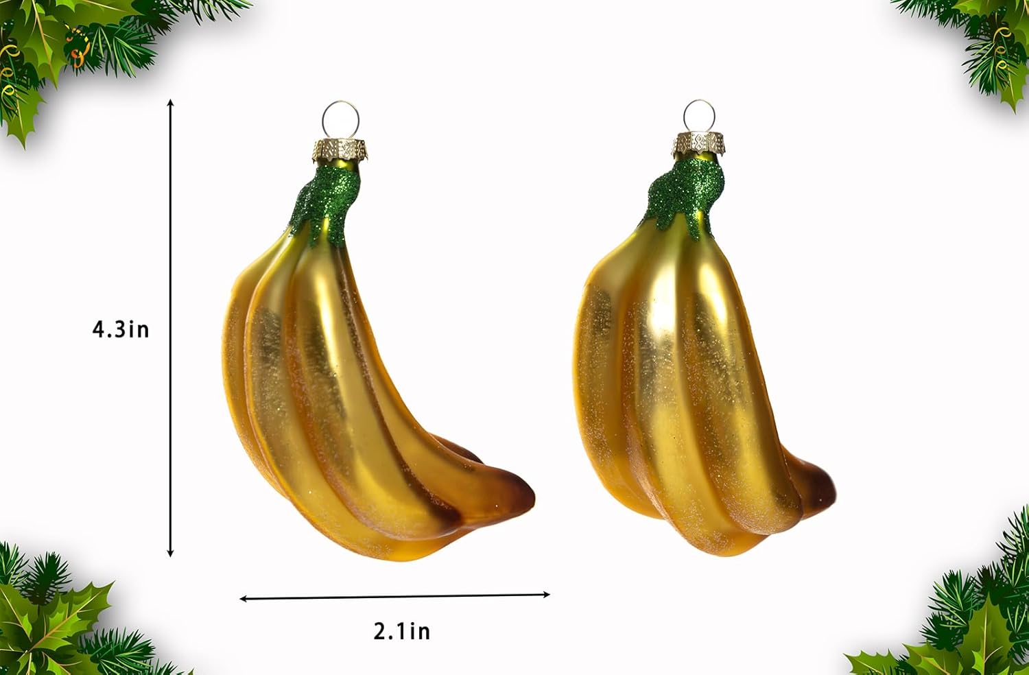 2pcs Glass Banana Christmas Tree Ornaments