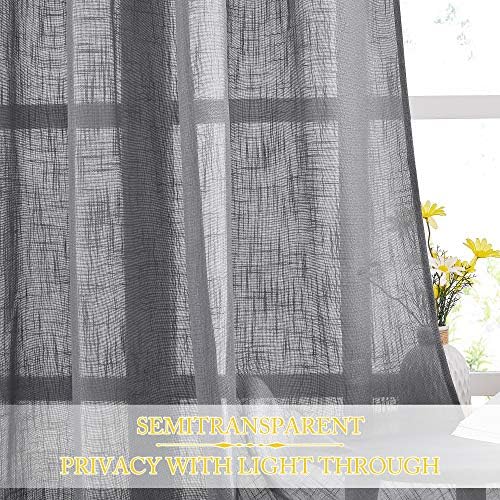 NICETOWN Linen Textured Window Curtain with Grommet Top