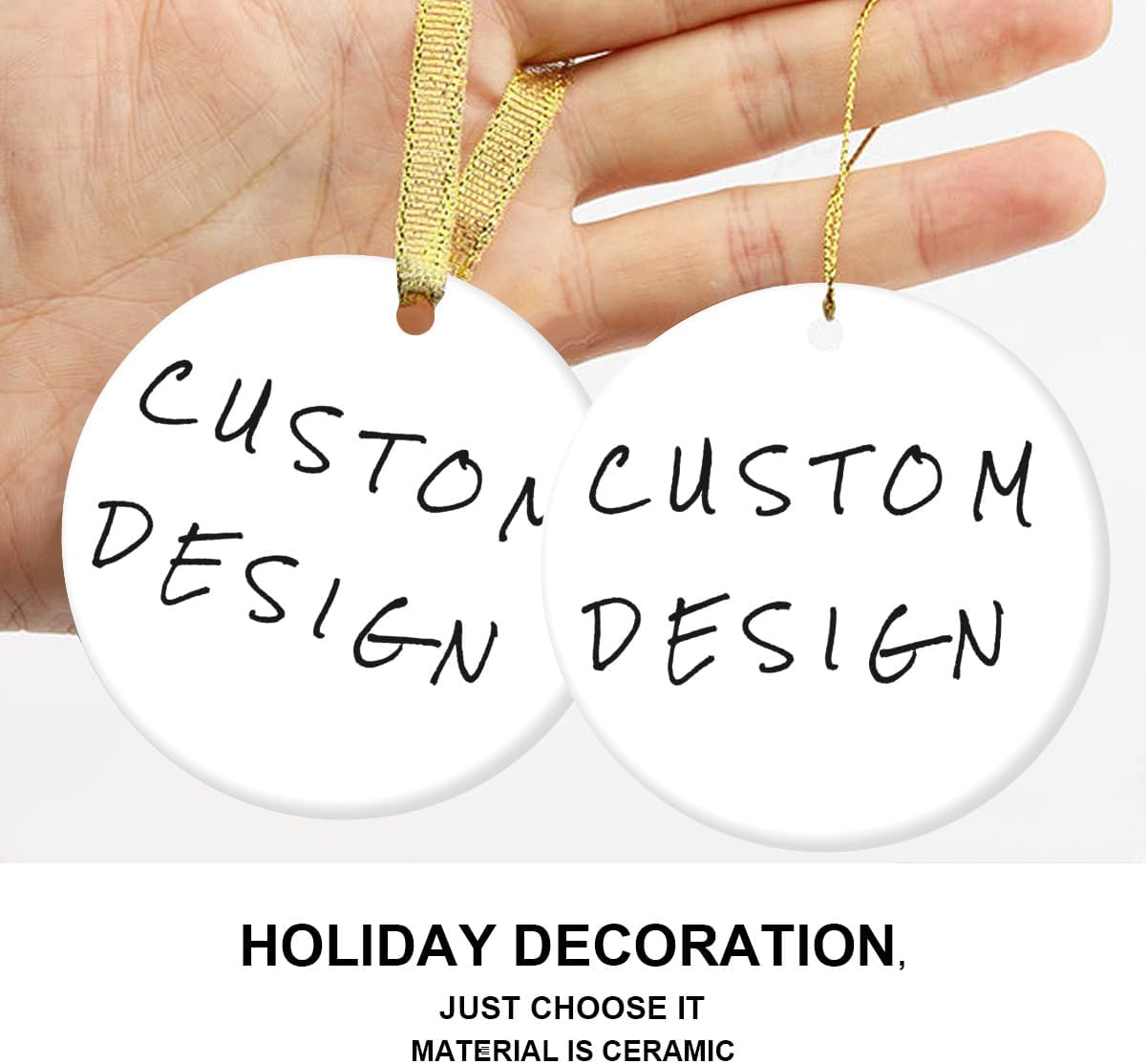 Custom Design Personalized Christmas Ornament Ceramic Photo Ornament with Text and Image