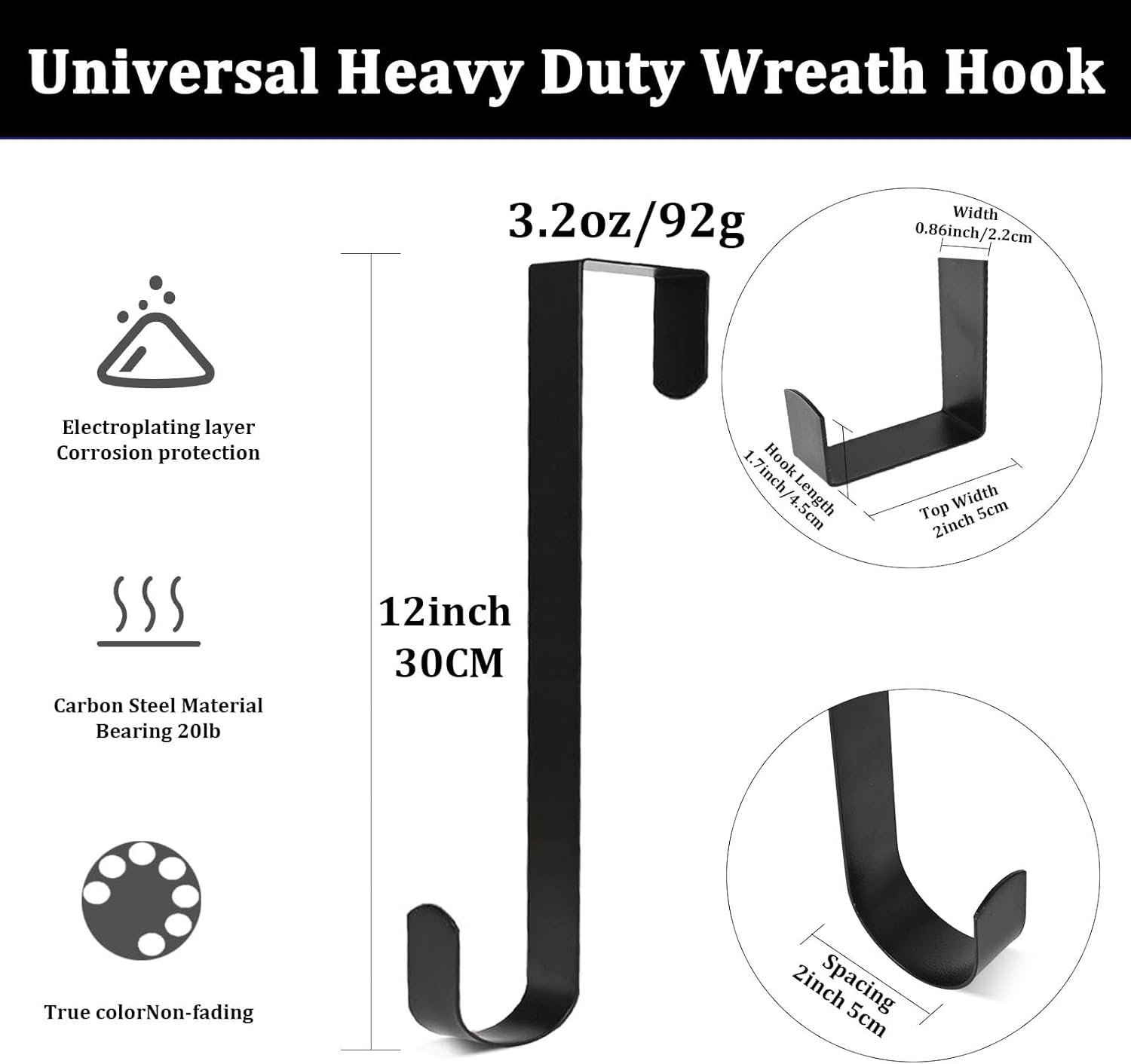 Osgow 12 Inch Steel Wreath Hanger Heavy Duty