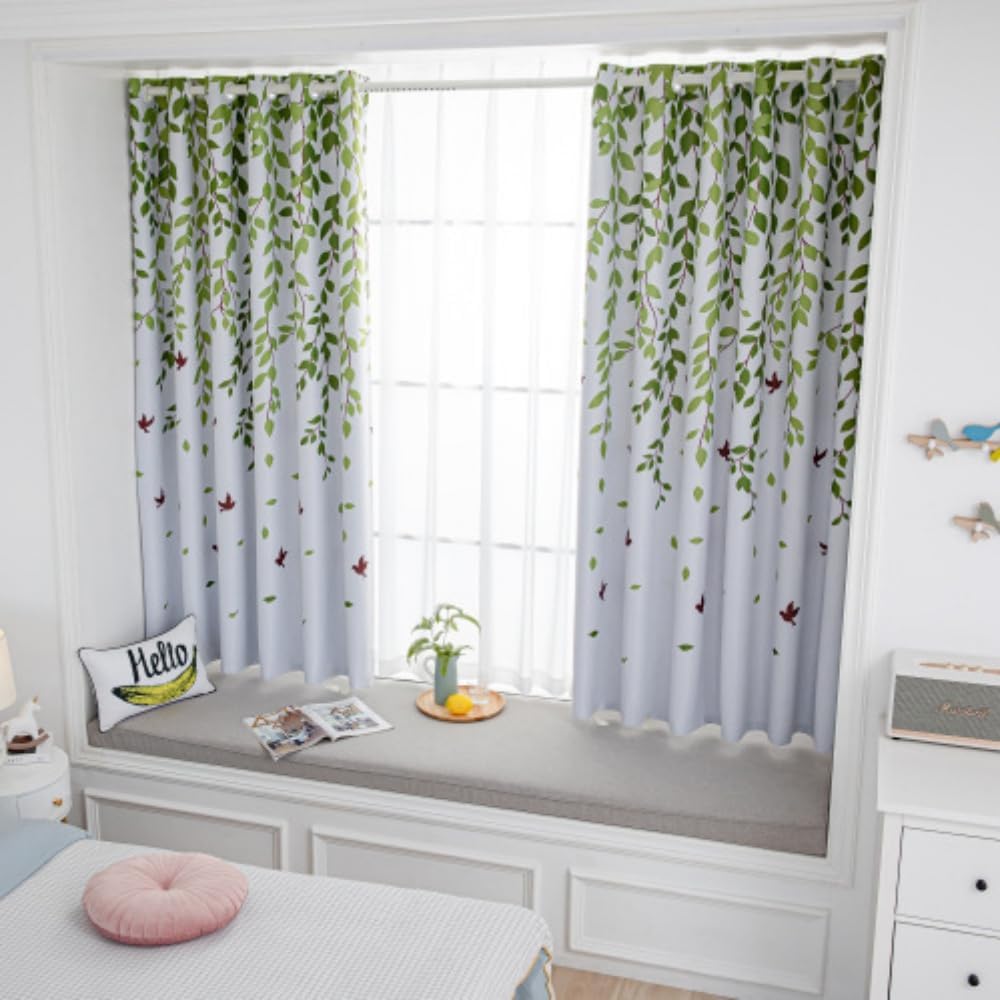 WPKIRA Blackout Curtains Birds Leaves Print 39x78 Inch 1 Panel