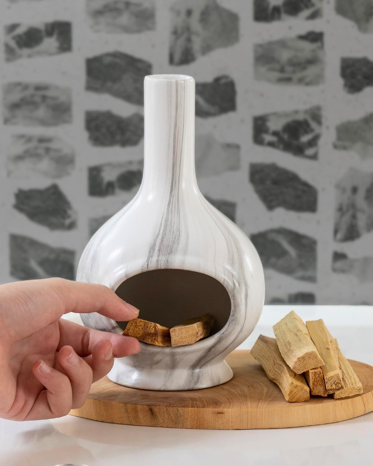 Handmade Marble Incense Holder for Meditation and Sage Burning