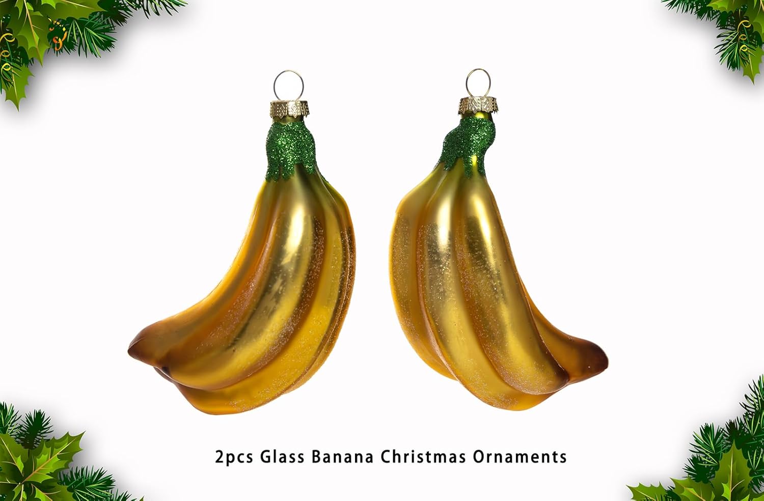 2pcs Glass Banana Christmas Tree Ornaments