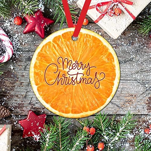 Orange Fruit Christmas Ornament Ceramic Decor 3 Inch