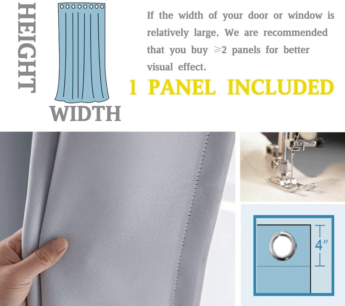ZYMECH Heavy Weight Blackout Curtains 1 Panel 47x701 Inches
