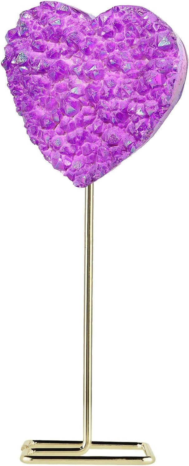 Amogeeli Purple Heart Shaped Rock Crystal Cluster with Stand