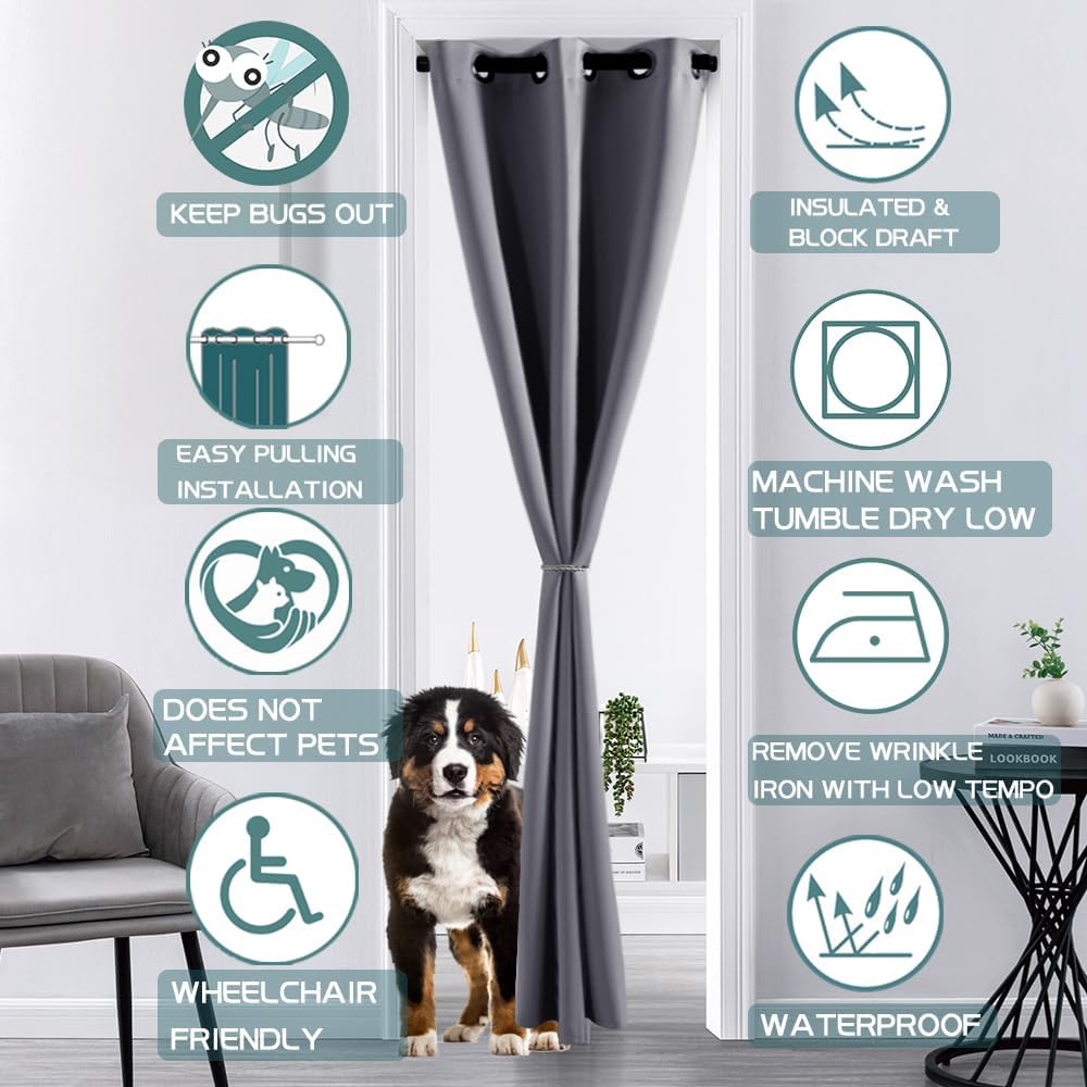 XTMYI Thermal Insulated Curtains Dark Grey 34x80 Inches
