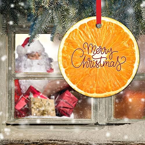 Orange Fruit Christmas Ornament Ceramic Decor 3 Inch