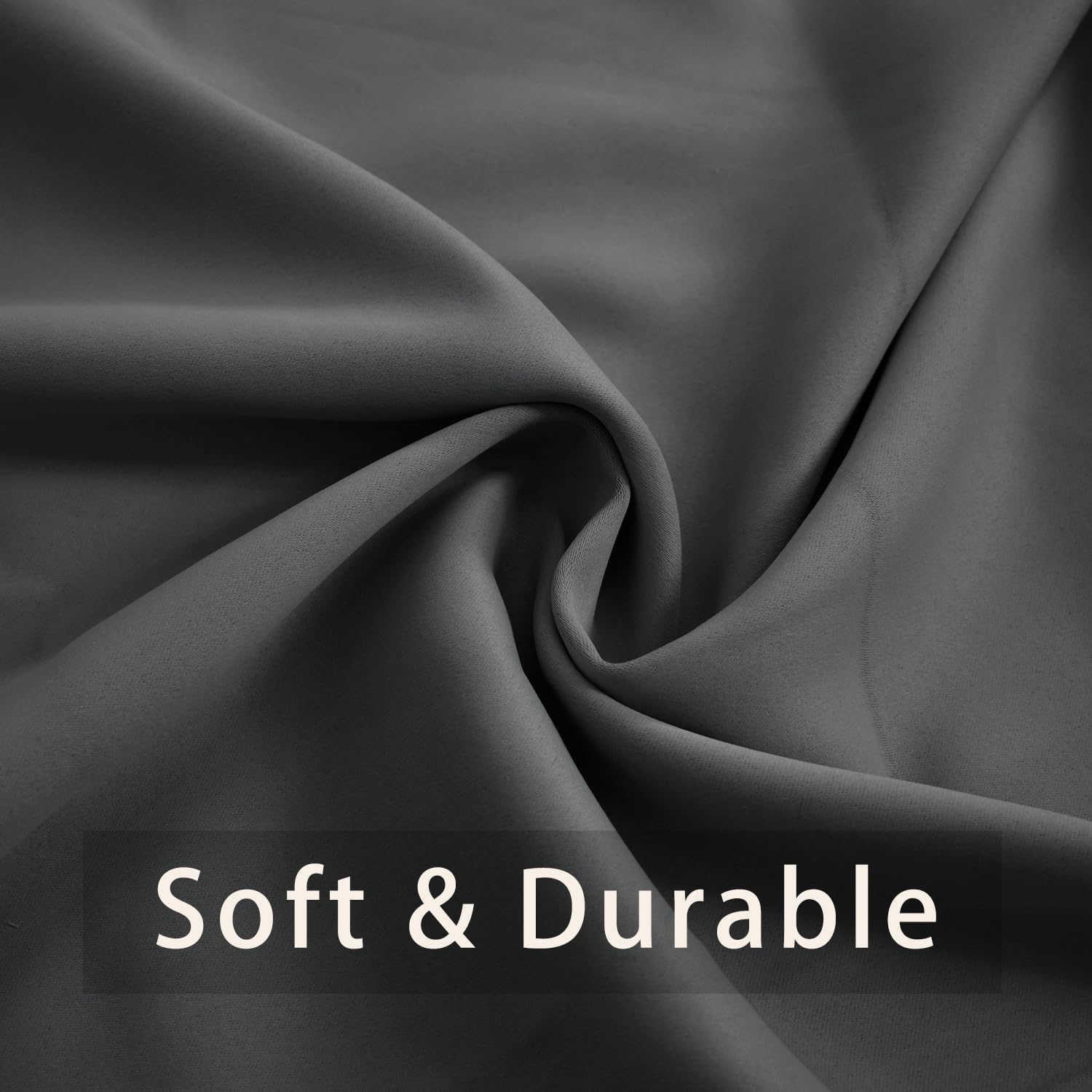 UPOPO Blackout Curtains Dark Grey 80 Inches Panel Set