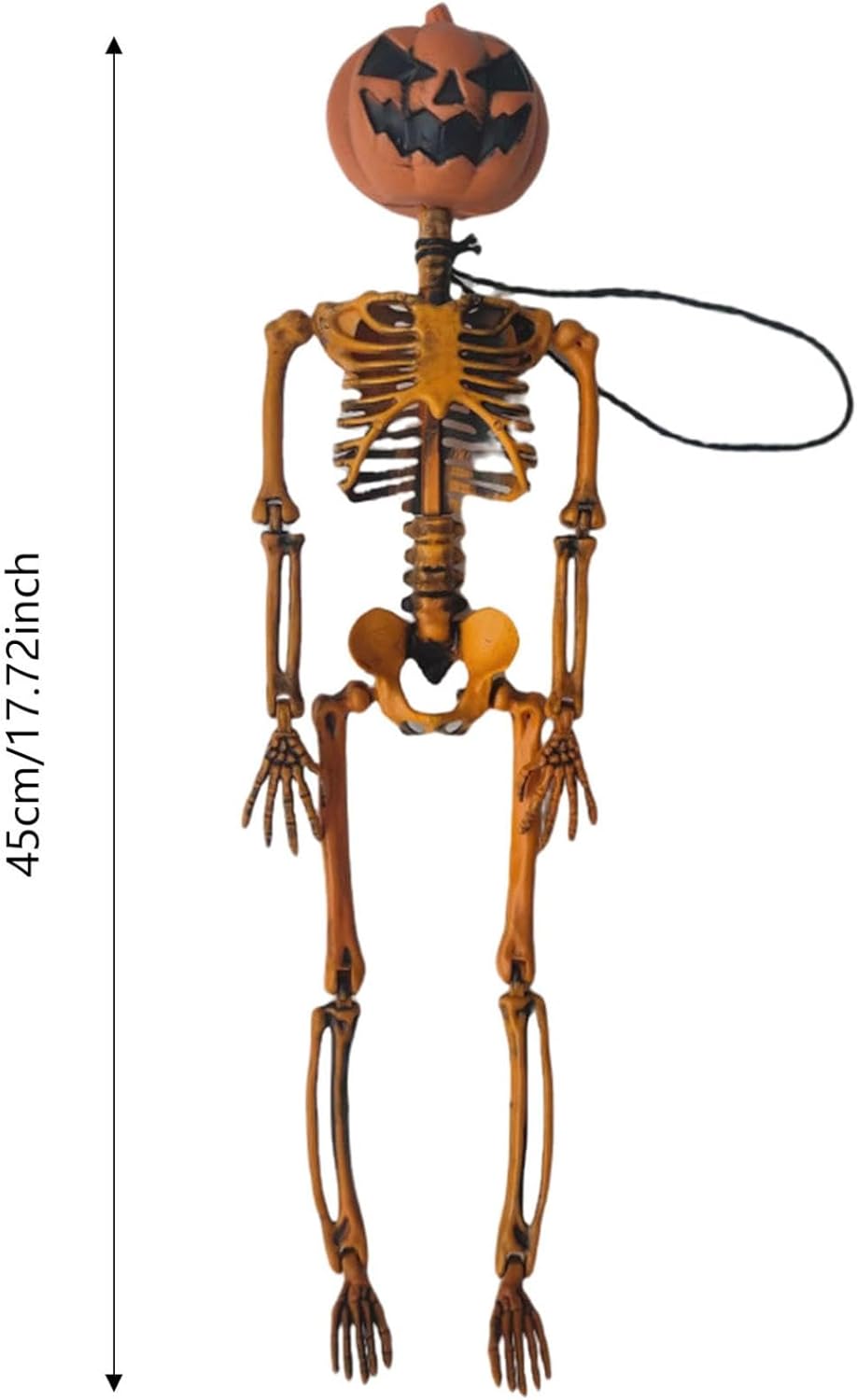 Realistic Hanging Pumpkin Head Skeleton Halloween Decor