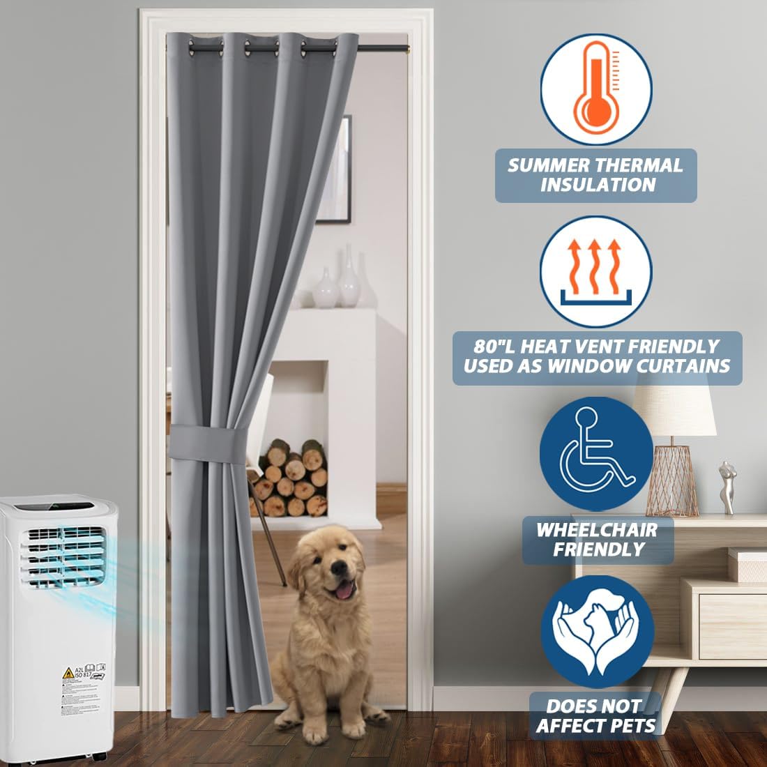 SHINELAND Temporary Door Curtain for Privacy