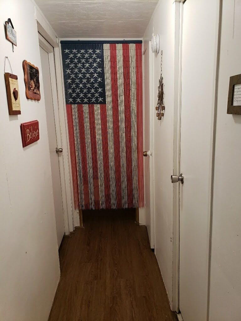 ABeadedCurtain 125 String American Flag Beaded Curtain Handmade with 4000 Beads