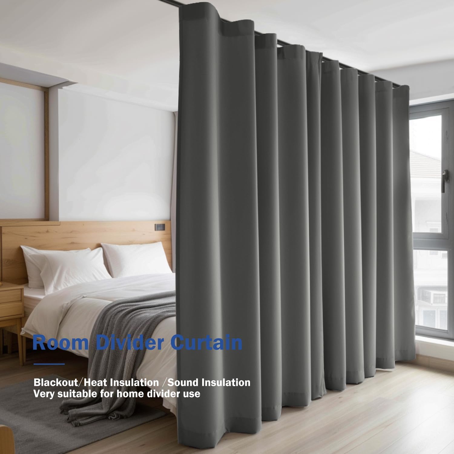 Room Divider Curtains with Hooks 1 Panel Grey 100x84 Inch