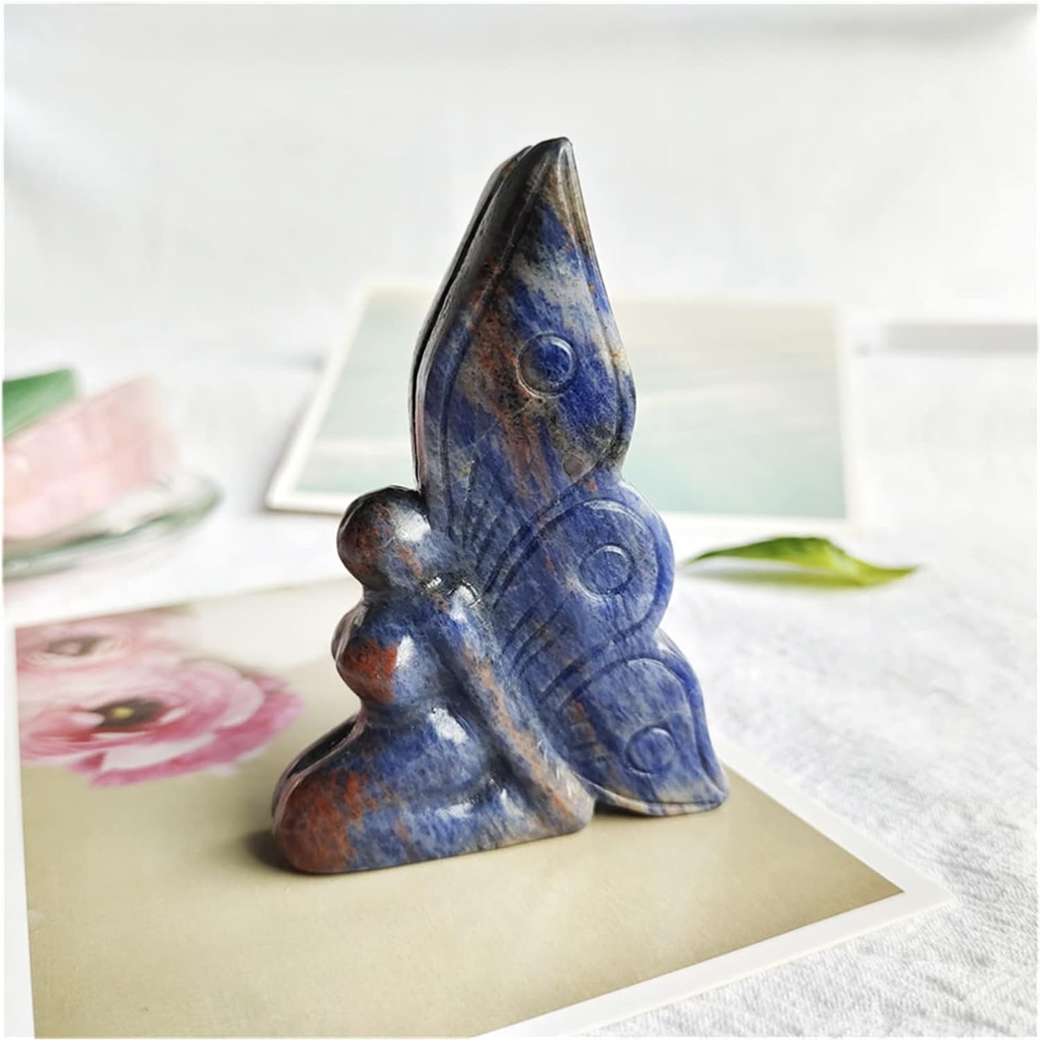 FIDEMM Rose Quartz Butterfly Healing Stone for Home Decor