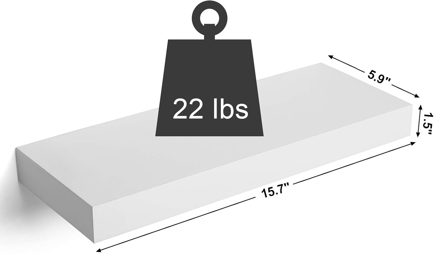 SONGMICS Floating Shelf 157 Inches White Wall Mount Shelf