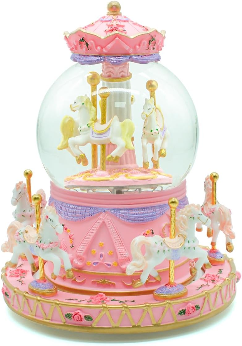 Carousel Horse Snow Globe Music Box with Light
