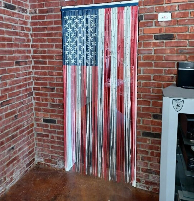 ABeadedCurtain 125 String American Flag Beaded Curtain Handmade with 4000 Beads
