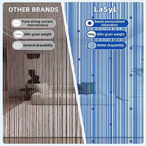 LaSyL Beaded Curtain for Doorway - Royal Blue 39x110 Inches