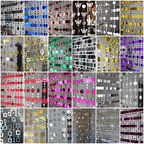 QueenBox 5Pcs 394in Round Sequin Curtain Blue