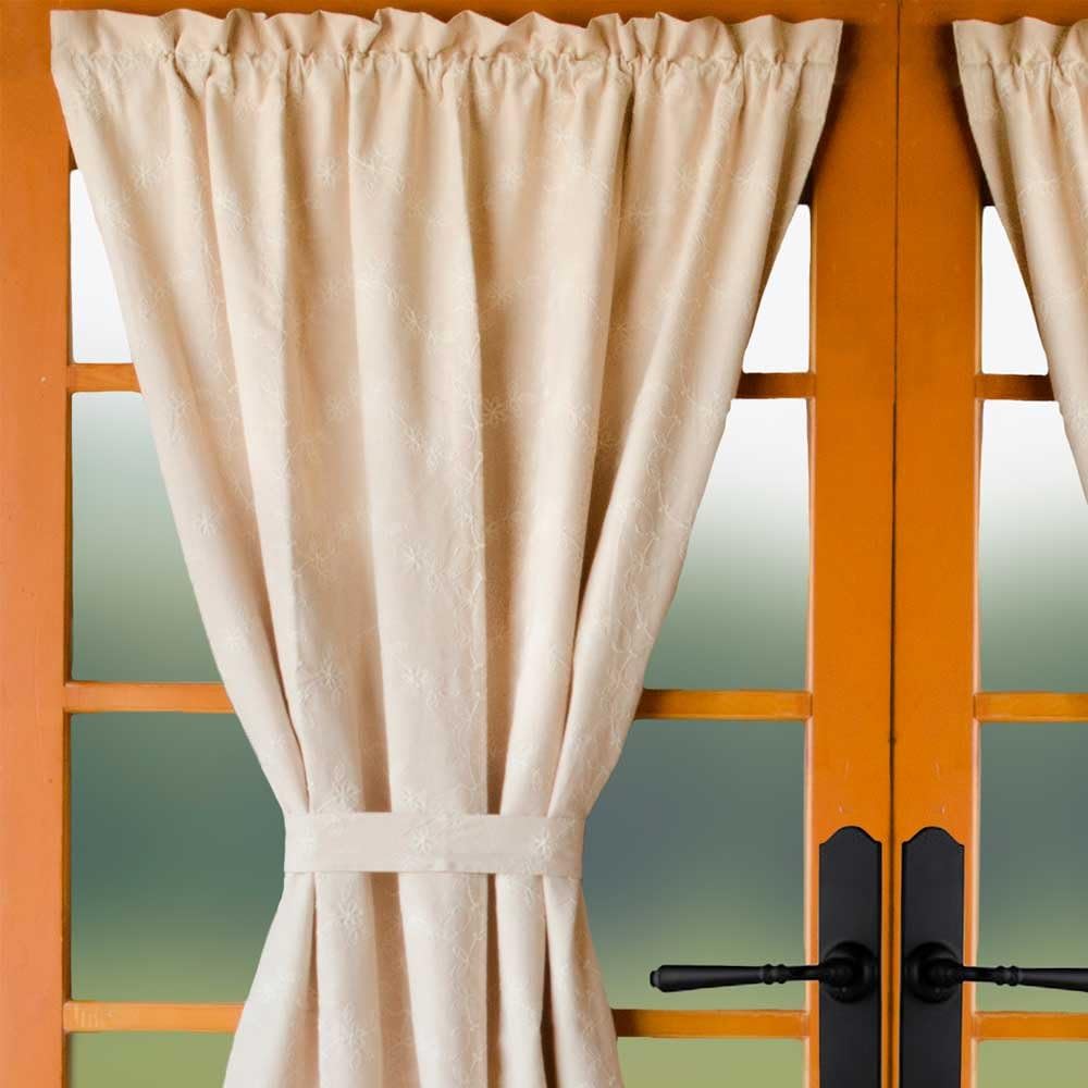 Candlewicking Cream Cotton French Door Panel 42x72