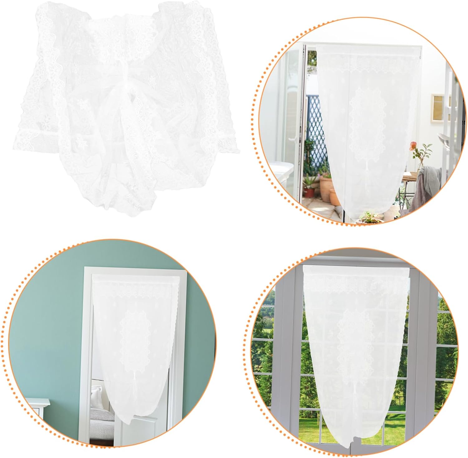 LIFKOME Sheer Door Panel Curtain for Kitchen Bedroom French Style Drapery