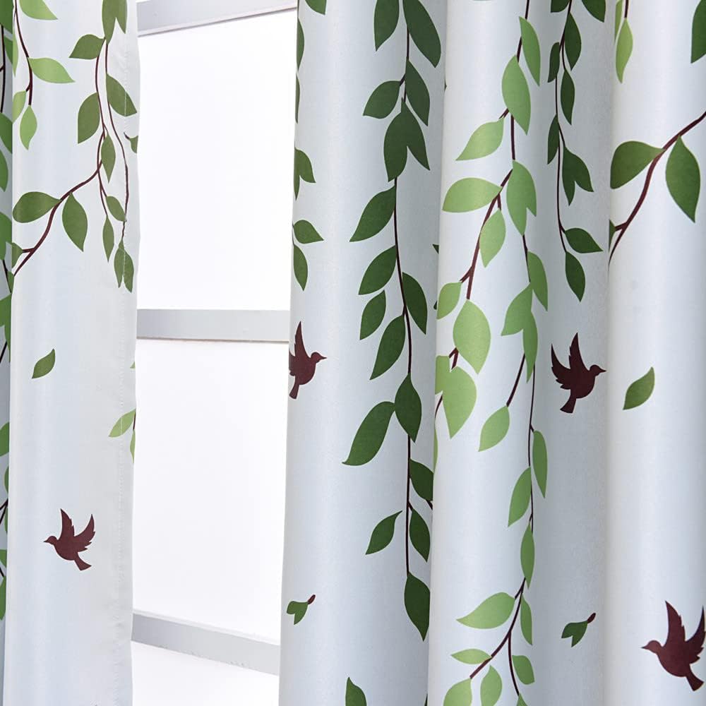 WPKIRA Blackout Curtains Birds Leaves Print 39x78 Inch 1 Panel