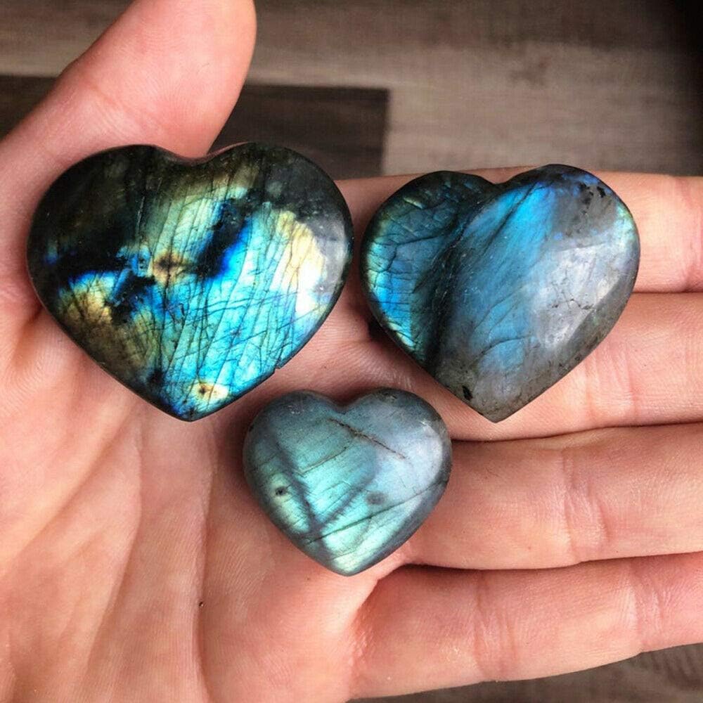 Wixine Crystal Heart Moonstone Labradorite Healing Stone for Reiki and Meditation